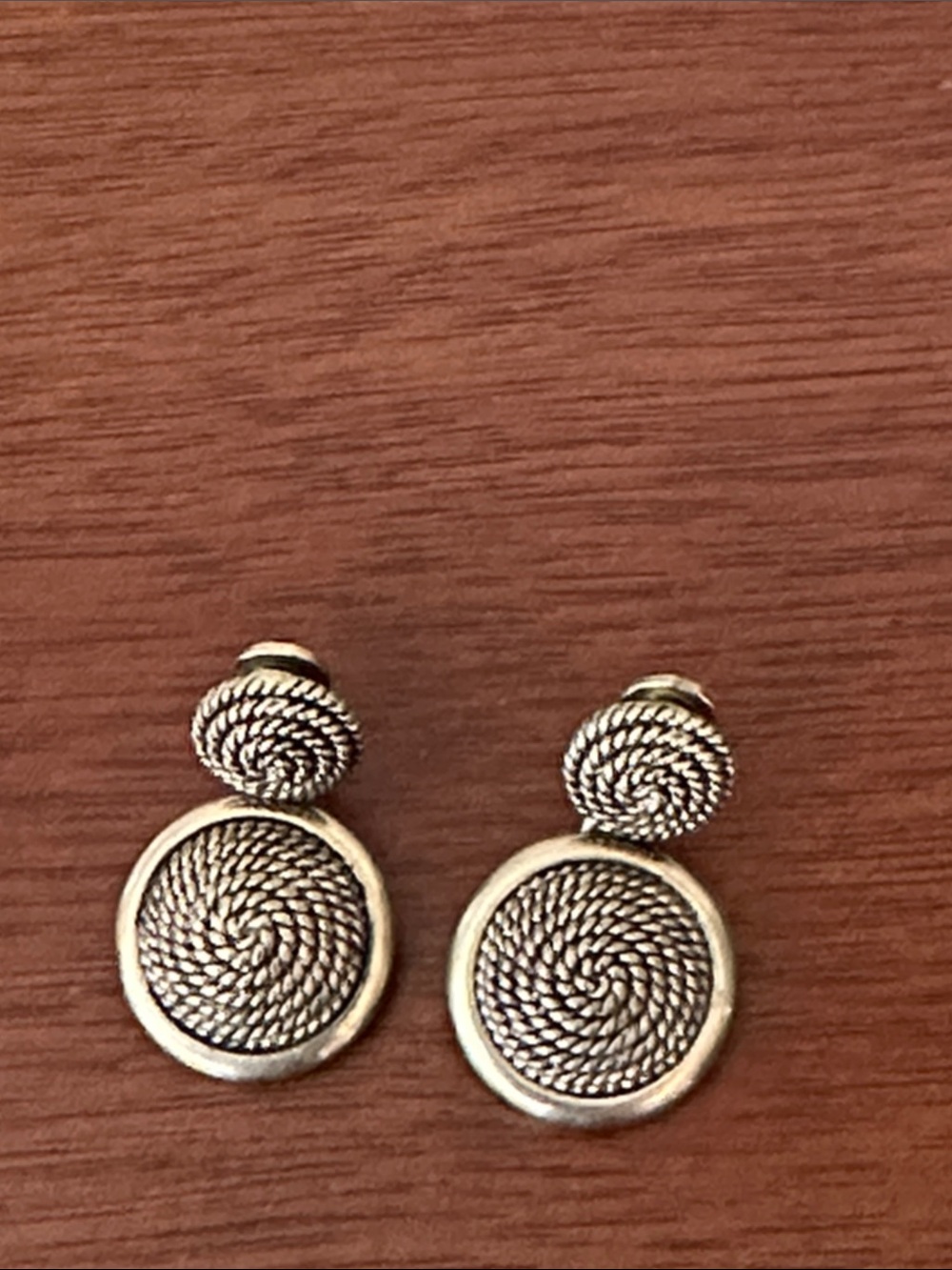 Fashion Jewelry Gold-Tone Twisted Rope Double Disc clip-on Earrings